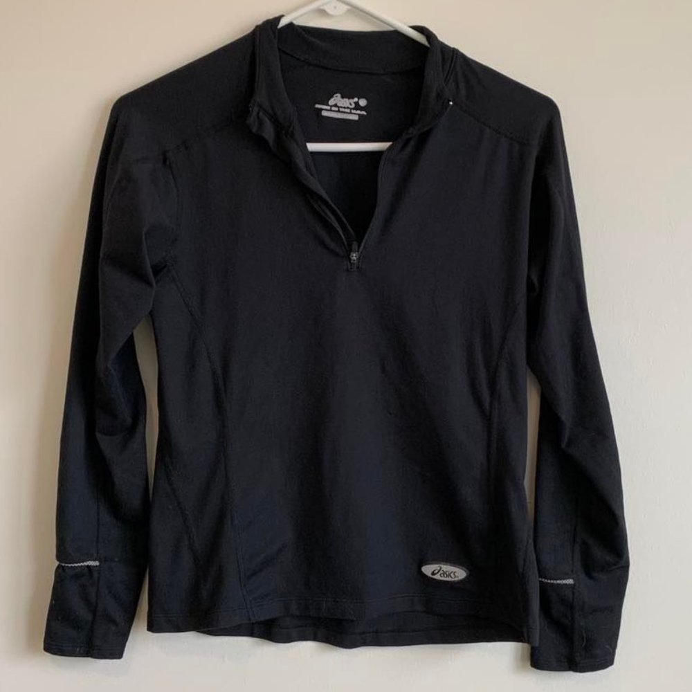 Asics 1/4 Zip Semi-Fitted LS Running Top, Black, Size M